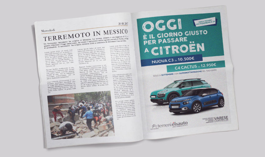Grafica per pubblciità Pagina Intera Quotidiano